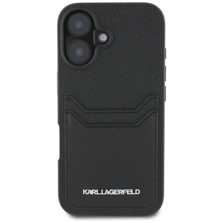Original Case IPHONE 16 Karl Lagerfeld HC Grained PU Cardslot Metal Elong black