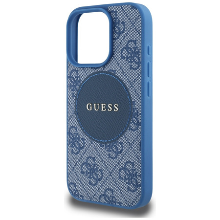 Oryginalne Etui IPHONE 16 PRO Guess 4G Circle Classic Logo MagSafe niebieskie