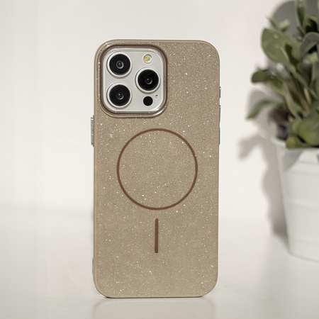 Nakładka Glitter Thin Mag do iPhone 16e brązowa