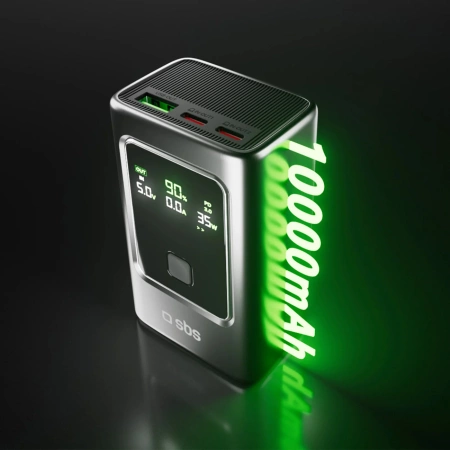 Powerbank SBS 10000mAh PD 35W z wyświetlaczem LCD - szary