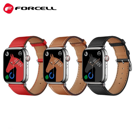 Pasek do Apple Watch Forcell F-Design FA20 magnetyczny skóra ekologiczna 38 / 40 / 41 mm czerwony