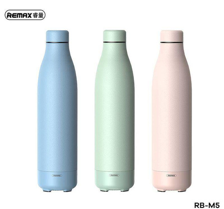 Remax bezprzewodowy głośnik bluetooth 5.0 z termosem kubkiem termicznym 500ml zielony (RB-M5)