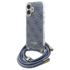 Original Handyhülle IPHONE 16 Guess Hardcase Crossbody Cord 4G Print (GUHCP16SHC4SEB) blau