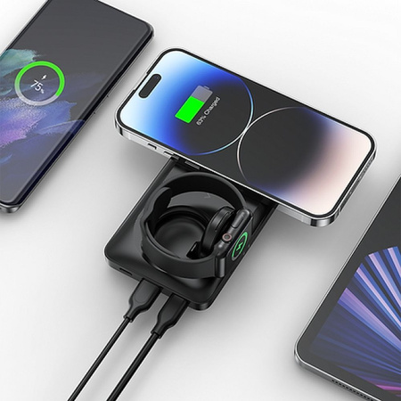 Bateria zewnętrzna (Powerbank) VEGER MagMulti - 10 000mAh LCD Quick Charge kompatybilny z MagSafe + ładuje Apple Watch PD 22,5W (W1156)