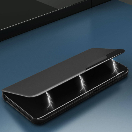 Eco Leather View Case cover for Samsung Galaxy S23+ with a flip stand blue