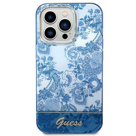 Guess Porcelain Collection - Etui iPhone 14 Pro Max (niebieski)