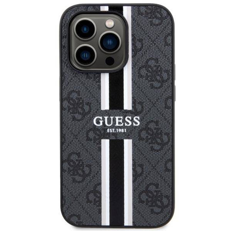 Guess GUHMP14XP4RPSK iPhone 14 Pro Max 6,7&quot; schwarz/schwarzes Hardcase 4G bedruckte Streifen MagSafe