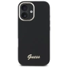 Etui Guess Silicone Script Metal Logo & Frame na iPhone 16 Plus - czarne