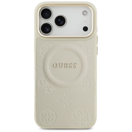 Guess Peony Hot Stamp MagSafe Case for iPhone 17 Pro Max - Beige