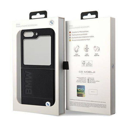 Original Handyhülle SAMSUNG GALAXY Z FLIP 5 BMW Leather Hot Stamp (BMHCZF5SLLBK) schwarz