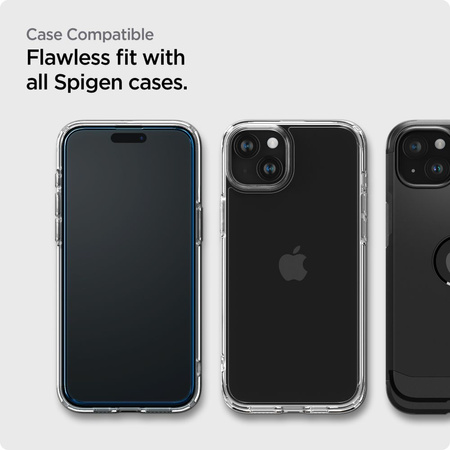 GEHÄRTETES Spigen ALM GLASS FC 2ER-PACK IPHONE 15 SCHWARZ