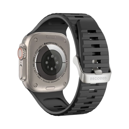 Decoded Ultra Traction Silikonarmband für Apple Watch 49/45/44/42 mm Gen 1–9 – SE – Schwarz