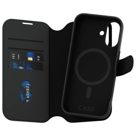 Etui CARE by PanzerGlass Feature Tango 2in1 Wallet MagSafe na iPhone 16 - czarne