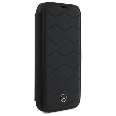 Original Handyhülle IPHONE 16 PRO MAX Mercedes Hardcase MB Waves Leather (MEBKP16X23RWRSK) schwarz