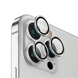 UNIQ Optix Aluminium Camera Lens Protector iPhone 14 Pro 6.1" / 14 Pro Max 6.7" sterling silver szkło na obiektyw aparatu z aplikatorem