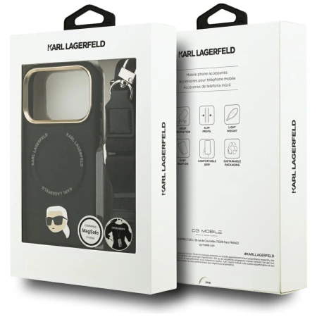 Karl Lagerfeld Big Strap Karl Metal Logo MagSafe Case for iPhone 17 Pro Max - Black