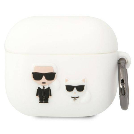 Original Handyhülle APPLE AIRPODS 3 Karl Lagerfeld Silicone Karl & Choupette (KLACA3SILKCW) weiß