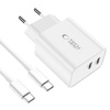 Wall Charger 2x USB-C PD 35W + Cable USB-C - USB-C white