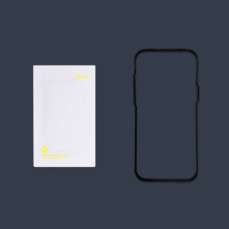 Baseus 2x Panzerglas für iPhone 12 Pro Max Privacy Anti Spy (Privatisierung) mit einer Abdeckung für den Lautsprecher + Positionierer (SGBL061002) (case friendly)