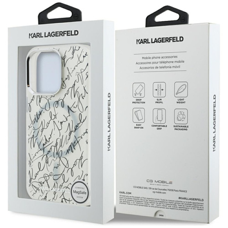 Karl Lagerfeld IML Karl Script Pattern MagSafe - Etui iPhone 16 Pro Max (biały)