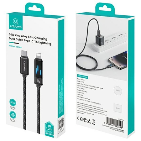 USAMS Kabel USB-C na Lightning 30W 1,2m  Zinc Alloy Fast Charging Data Cable Meteor Series SJ743USB01 (US-SJ743)