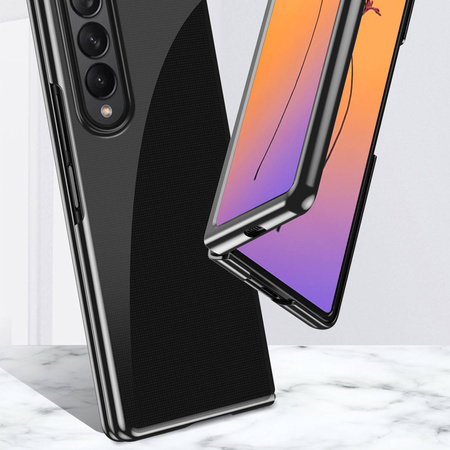 Plating Case für Samsung Galaxy Z Fold 4 Hülle mit schwarzem Metallrahmen