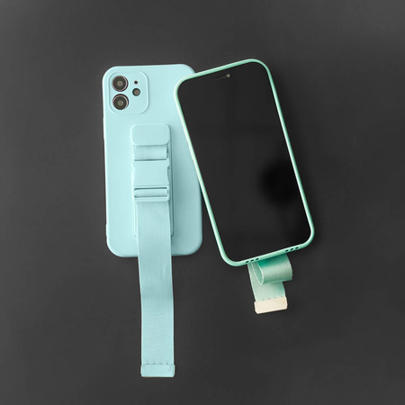 Rope case żelowe etui ze smyczą łańcuszkiem torebka smycz Xiaomi Poco X3 NFC ciemnozielony