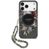 Guess IML Flowers Pearl Strap MagSafe case for iPhone 17 Pro Max - black
