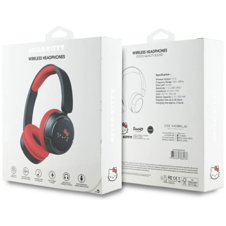 Bluetooth On-Ear-Kopfhörer mit Hello Kitty-Gesichtslogo, Rot