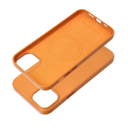 Leather Mag Cover kompatybilne z MagSafe do IPHONE 15 PLUS pomarańczowy