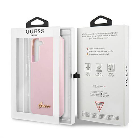 Guess GUHCS22MLSLMGLA S22 + S906 lavender / lavender hardcase Silicone Script Metal Logo