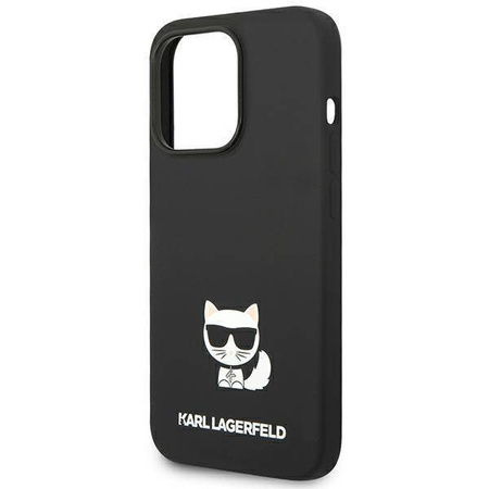 Original Handyhülle IPHONE 14 PRO MAX Karl Lagerfeld Hardcase Silicone Choupette Body schwarz