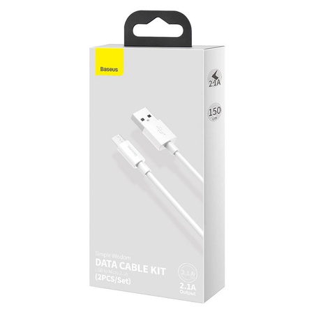 Baseus zestaw 2x kabel USB - micro USB 2,1 A 1,5m biały (TZCAMZJ-02)