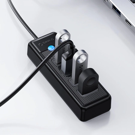 HUB 4-portowy USB-A 3.0 przewód 0,15M - czarny