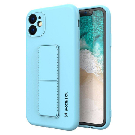 Wozinsky Kickstand Case flexible silicone cover with a stand Samsung Galaxy A22 4G light blue