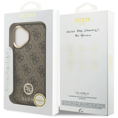 Guess 4G Strass Logo MagSafe Hülle für iPhone 17 - braun