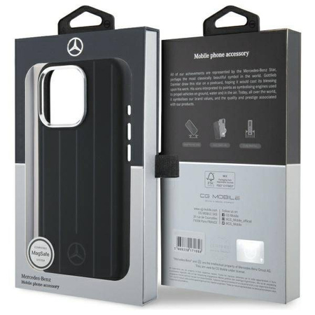 Original Handyhülle IPHONE 16 PRO MAX Mercedes Hardcase Silicone Vertical Tonal Stripes MagSafe (MEHMP16X23SUVSK) schwarz