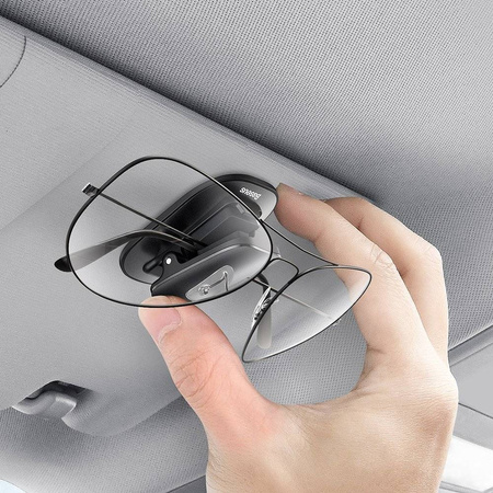 Baseus samoprzylepny samochodowy uchwyt klips na okulary do okularów czarny (ACYJN-A01)