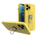 Ring Case silicone case with finger grip and stand for iPhone 12 yellow