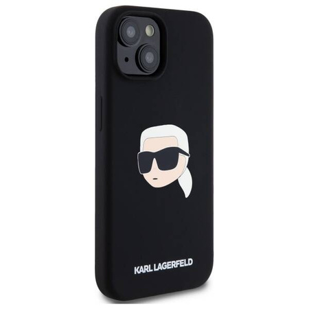 KARL LAGERFELD futerał do IPHONE 15 kompatybilny z MagSafe KLHMP15SSKHPPLK (SIL KL Head Print) black