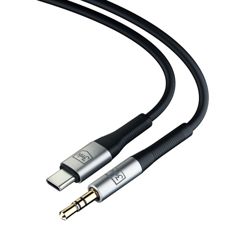 Kabel 3mk AUX minijack 3.5 mm / USB-C - srebrny