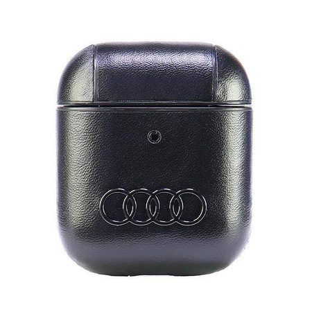 Original Handyhülle APPLE AIRPODS 1 / 2 Audi Leather Big Logo Cover (AU-AP-GT/D3-BK) schwarz