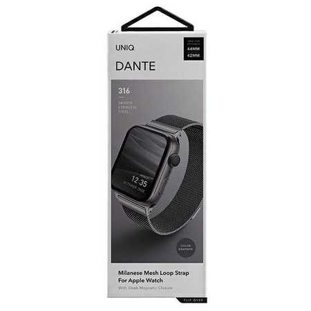 UNIQ Dante pasek opaska bransoleta bransoletka do zegarka Watch 6 44mm / Watch 5 44mm / Watch 4 44mm / Watch SE 44mm grafitowy