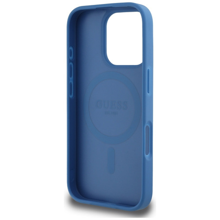 Original Case IPHONE 16 PRO Guess 4G Circle Classic Logo MagSafe blue
