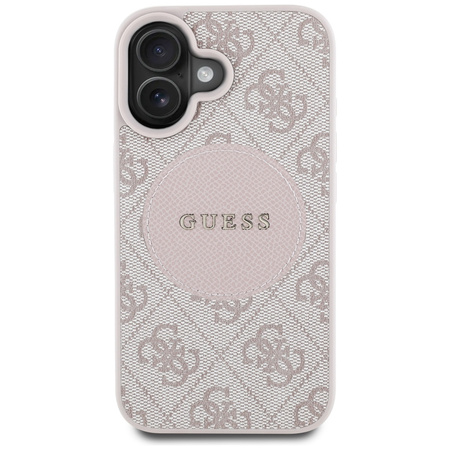 Oryginalne Etui IPHONE 16 Guess 4G Circle Classic Logo MagSafe różowe