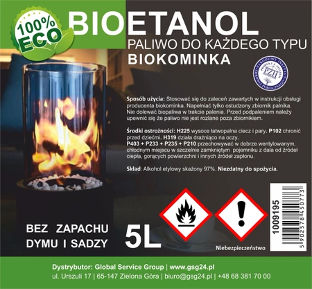 Bioalkohol, Bioethanol, BIO-Brennstoff für Biokamin, 5 l