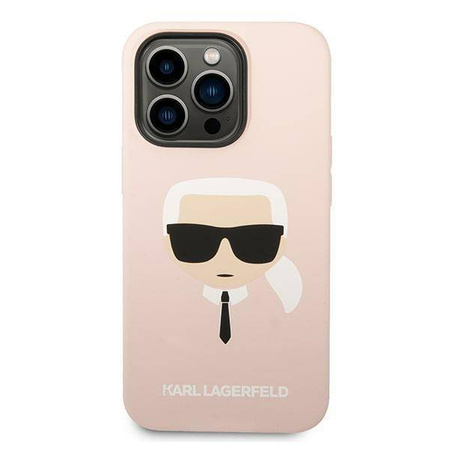 Original Case IPHONE 14 PRO Karl Lagerfeld Hardcase Silicone Karl`s Head MagSafe (KLHMP14LSLKHLP) pink