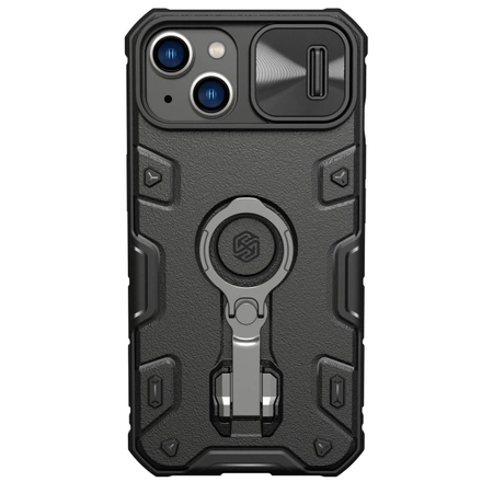Nillkin CamShield Armor Pro Magnetic Case etui iPhone 14 Plus MagSafe pancerny pokrowiec podstawka ring czarny