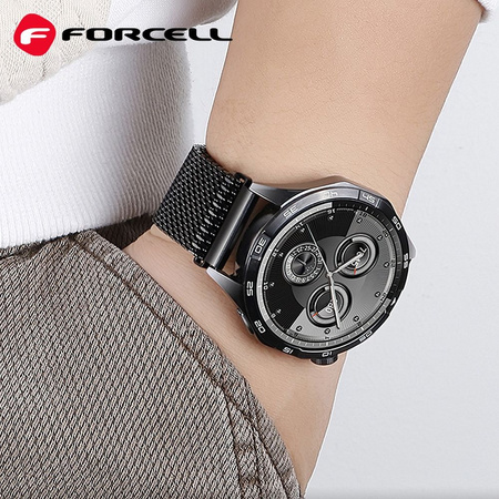Pasek do Samsung Galaxy Watch Forcell F-Design FS10 stal 22 mm czarny