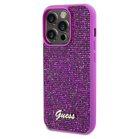 Oryginalne Etui GUESS Hardcase GUHCP14LPMSDGSF do iPhone 14 Pro (Disco Script Metal / fuksja)